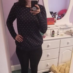 H&M Navy Sweater Shirt with White Polka Dots